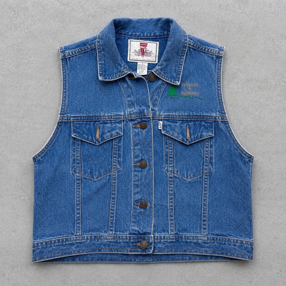 Vintage Levis Jeans for Women Denim Vest Medium Wash Embroidered Large L